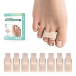Welnove Hammer Toe Straightener - 8 Pack Broken Toe Wraps - Hammer Toe Corrector for Women - Toe Splints for Crooked Toes, Curled Toes, Bent Toes - (Large, Beige)