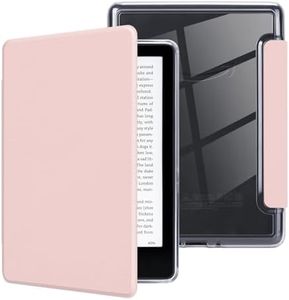 MOROCK Case for All-New 6.8" Kindle Paperwhite and Paperwhite Signature Edition (11th Generation, 2021 Released), Lightweight PU Leather and PC Clear Acrylic Back Cover, Auto Sleep/Wake, Pink