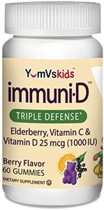 ImmuniD Elderberry Gummies for Kids by YumVs | Immune Support, Vitamin C & Vitamin D | Complete Immune System Support | Natural Berry Flavor Chewables-60 Count | Vitamin C and D for Kids
