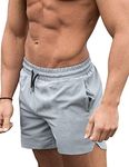 COOFANDY Men Swim Suit Swimming Trunks Beach Shorts Swimwear Solid with Pockets Grey L