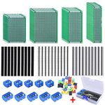 AUSTOR 100 Pcs PCB Board Kit Including 30 Pcs Double Sided PCB Prototype Boards 30 Pcs 40 Pin 2.54mm Header Connector(Bonus: 10 Pcs 2P&3P Terminal Blocks and 30 Pcs Caps)