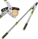 28 ~ 40 inch Extendable Anvil Razor-Edge Pruning Lopper - Up to 2 Inch Cutting Capacity - Telescoping Aluminium Light-weight Handle Garden Hedge Trimmers & Tree Flower Shears Loppers Pruners