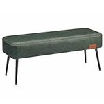 VASAGLE EKHO Collection - Bench for Entryway Bedroom, Synthetic Leather with Stitching, Ottoman Bench with Steel Legs, Living Dining Room, Mid-Century Modern, Loads 300 kg, Forest Green LOM076C51