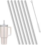 6 Pack Replacement Stainless Steel Straws Compatible with Stanley 40 oz Cup Tumbler, Reusable Straws with Cleaning Brush, Compatible with Stanley Adventure Travel Tumbler (12.5 inch)