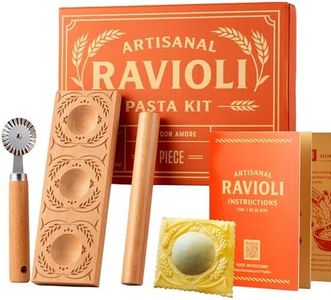 Cooking Gift Set Co. Artisanal Ravioli Maker Press, Wooden Ravioli Mold & Pasta Maker, Ravioli Press, Pasta Cutter Wheel, Ravioli Maker Tool, Guide Pasta Making Tools Set for Homemade Pasta (3 Piece)