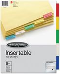 Wilson Jones 54309 Single-Sided Reinforced Insertable Index, Multicolor 5-Tab, Letter, Buff