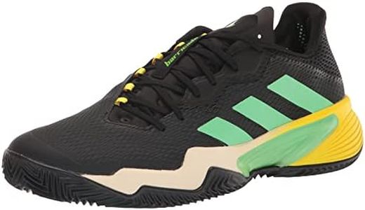 adidas Men's Barricade Tennis Shoe, White/Beam Green/Beam Yellow, 8.5