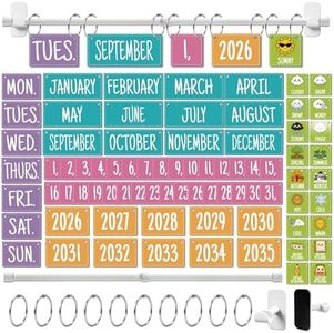 Magnetic Flip Calendar for Classroom White Board Magnetic Calendar for Classroom Bulletin Board Calendar Set with 79 Cards and Adjustable Rod Colorful Bulletin Board Decor for Back to School Supplies (Macaron)