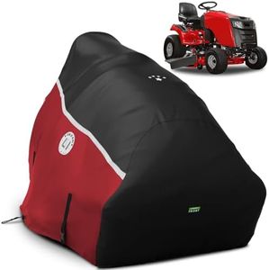 LI LIBZAKI 420D Riding Lawn Mower Cover, Waterproof Tractor Cover Heavy Duty Fits Decks up to 54",Universal fit for John Deere, EGO, Toro, Craftsman and More -72" L x 54" W x 46" H-Red