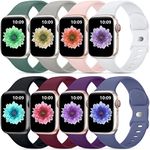 DaQin 8 Pack Sport Band Compatible with Apple Watch Band 40mm 38mm 41mm 42mm 44mm 45mm Women Men,Soft Silicone Breathable Strap Replacement Wristband for Apple Watch iWatch Series 9 8 7 6 5 4 3 2 1 SE