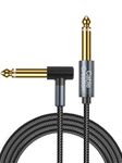 CableCreation Instrument Guitar Cable (10FT/3M),6.35mm Mono Jack 1/4" TS Male to Male Right Angle Audio Cable Nylon Braid for ElectricGuitar, Bass,Keyboard,Mixer,Amplifier,Amp,Speaker,Equalizer,Grey