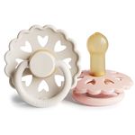 FRIGG Fairytale Latex Pacifier Pack of 2 | Natural Rubber Soother Dummy | BPA-Free | Made in Denmark | Symmetrical Cherry Shaped Nipple (Cream/Blush, Size 2 (6-18 Months))