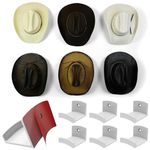 Modern JP Adhesive Hat Hooks for Wall (6-Pack) - Cowboy Hat Rack, Wide Brim Hat Organizer, Strong Hold Hat Hangers for Wall - White