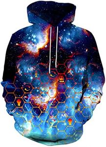 EOWJEED Unisex Realistic 3D Printed Hoodies Unisex Long Sleeve Sweatshirts Pullovers for Men Women with Big Pockets, Galaxy-xw17, Small