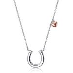 YFN Horseshoe Necklace 925 Sterling Silver Horse Pendant Fashion Jewellery Gifts Women Girls (Horseshoe)