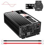 Xijia 1500W(Peak 3000W) Pure Sine Wave Power Inverter DC 12V to AC 120V 60HZ AC Outlets with LCD Display and Remote Controller for Home Use car and Emergency (DC12V (Range 10V-15V) 1500W)