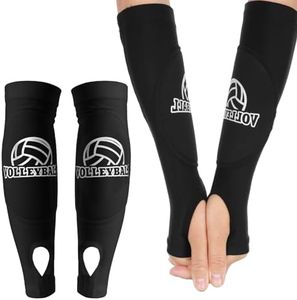 Abeillo Volleyball Arm Sleeves Passing Hitting Forearm Sleeves with Protection Foam Pads and Thumb Hole,Padded Volleyball Sleeves for Kids Youth Girls 1 Pair Black