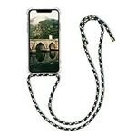 kwmobile Crossbody Case Compatible with Apple iPhone 11 Pro Max Case - Clear TPU Phone Cover w/Lanyard Cord Strap - Transparent/Green/White/Black