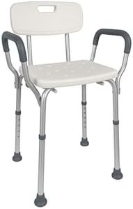 Mobiclinic, Tabouret de Douche, Siège, Léger, Puerto, Aide à la Toilette, Réglable en Hauteur, Máx. 100 Kg, Dossier et Accoudoirs, Blanc