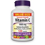 Webber Naturals Vitamin C Stomach Friendly 1000 mg, 120 Capsules, For Bones, Teeth, Immune and Antioxidant Health