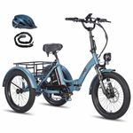 Fafrees F20 Mate E Bike Tricycle, 20 * 3.0 Inch Folding Electric Tricycle for Adults, 48V/18.2Ah Removable Battery, 25KM/H, Rear Rack, Electric Cargo Tricycle for Senior, Range 110KM (Blue)