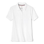 French Toast Girls' Short Sleeve Stretch Pique Polo, White, X-Large