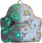 Glow in The Dark Kids Toddler Bean Bag Chair Excavator Truck Car Printed Toddler Chair Children's Plush Chair Mini Sofa Armrest Sofa for Boys and Girls