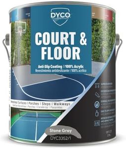 DYCO Court & Floor Anti-Slip Coating - Slip-Resistant Pavement, Cement & Concrete Paint for Pickleball, Tennis & Basketball Courts, Exceeds ADA Standards for Safety Areas (Stone Gray, 1 Gallon)