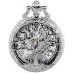 Tiong Silver Hollow Tree of Life Design Pocket Watch Roman Numerals Quartz Pocket Watches with Chain Necklace for Men Women