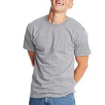 Hanes Mens Beefyt T-Shirt, Classic Heavyweight Cotton Crewneck Tee, Roomy Fit, 1 Or 2 Pack, Available in Tall, Light Steel 1-Pack, Large