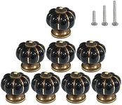 HUAMULAN 8PCS Ceramic Knobs Cabinet Drawer Pumpkin Shape Glazed Cupboard Dresser Pull Handle DIY Decor Kitchen Furniture Door Kids Room