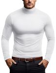 Thermal Base Layer Men Mock Neck(White,XL)