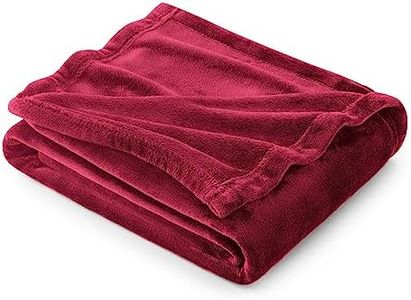 Bedsure Flannel Fleece Luxury Blanket Burgundy Throw Lightweight Cozy Plush Microfiber Solid Blanket