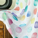 HOMADORN Linen Sheer Printed Semi Transparent Curtains for Window, Light Filtering Linen Textured Curtains with Eyelets for Bedroom or Living Room, Set of 2 Curtains (7 Feet, Rainbow Circles)