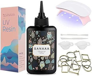 SANAAA UV Resin Kit with Light Jewelry Resin Clear Hard Type 100g Start Kit Transparent UV Solar Curing Resin for DIY Earring Pendant Jewelry Making