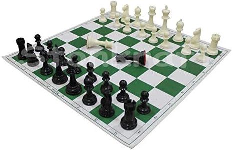 StonKraft 17'' x 17'' Tournament Chess Vinyl Foldable Chess Game with Solid Plastic Pieces - Ideal for Professional Chess Players