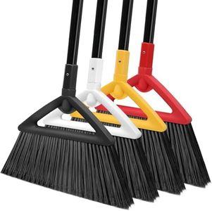 SZJYHQY 4PCS Outdoor Indoor Broom, Brooms for Sweeeping Indoor, Heavy-Duty Kitchen Broom with Long Pole, Angle Broom for Garages Restaurant Courtyard Office Lobby Sweep Dust (Black-White-Yellow-Red)