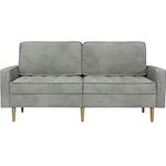 Yaheetech Modern Velvet Sofa 2 Seater Couch Biscuit Tufted Loveseat Settee with Plump Detachable Backrest Metal Legs High-Density Futon for Bedroom Living Room Home Office Gray