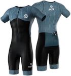 SLS3 Triathlon Suits Mens - Aerodynamic Sleeved Tri Suit Men – Lightweight Trisuit with Premium FX Fabrics - 2 Pockets (Carbon Teal, Small)