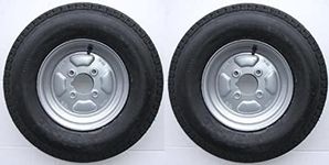 leisure MART A pair of 500 x 10 inch trailer wheels and tyres with 8 ply tyre and 4 inch PCD Pt no. LMX1602