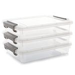 Citylife 3 PCS Plastic Storage Bins with Latching Lids Clear File Box Portable Storage Containers for Organizing A4 Paper, Document, Scrapbook, 14.65" x 10.43" x 2.87"