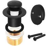 GSTARAM Bathtub Drain Tip-Toe Tub Trim Kit with Two-Hole Overflow Faceplate, All Brass Bathtub Drain Stopper Plug with Universal Fine/Coarse Thread, Lift & Turn Tub Conversion Set (MATT Black)