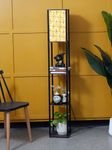 Crosscut Furniture Tower Floor Lamp with Printed Shade (Sunshine Weave)