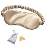 OLESILK Silk-Sleep-Mask Eye-Mask & Blindfold with Double Layer Silk Filling and Elastic Strap for Full Night's Sleep, Travel and Nap, Bonus Free Luxury Bag and Ear Plugs, Taupe