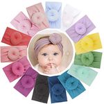 Ginoya Brothers Baby Headbands Circle Bows Knotted Soft Silk Nylon Head wraps for Newborns, Infants, Toddlers, Girls and Kids - Multicolor