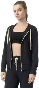 Leapstride Women's Stretch Athletic Hoodie with Full Zip & Kangaroo Pockets - Lightweight Workout Jacket Comfort for Active & Relaxed Days Black Heather