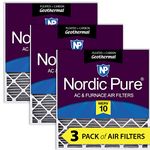 Nordic Pure 30x36x2 (29 1/2 x 35 3/4 x 1 3/4) Geothermal MERV 10 Pleated Plus Carbon AC Furnace Air Filters 3 Pack