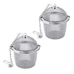 2 Pack 304 Stainless Steel Tea Strainer Tea Infuser Ball for Loose Tea Spice Infuser with Extended Chain Hook to Brew Loose Leaf Tea Spices Seasonings