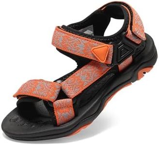 DREAM PAIRS Boys Girls Sandals Kids Adventurous Light-Weight Adjustable Straps Summer Water Shoes (Toddler/Little Kid/Big Kid),Size 3 Little Kid,Orange/Black,170892-K