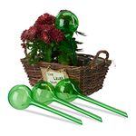 Relaxdays Watering Globes, Set of 4, Regulated Irrigation, 2 Weeks, Pot Plants, Plastic Sphere, Bulb, PVC, Green, 8 cm Diameter